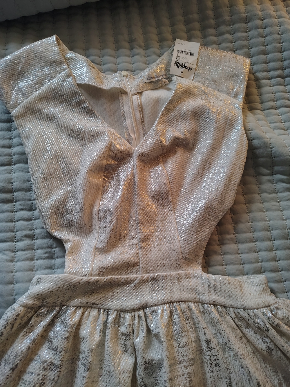 Charlotte Russe Silver Shimmer Mini Dress